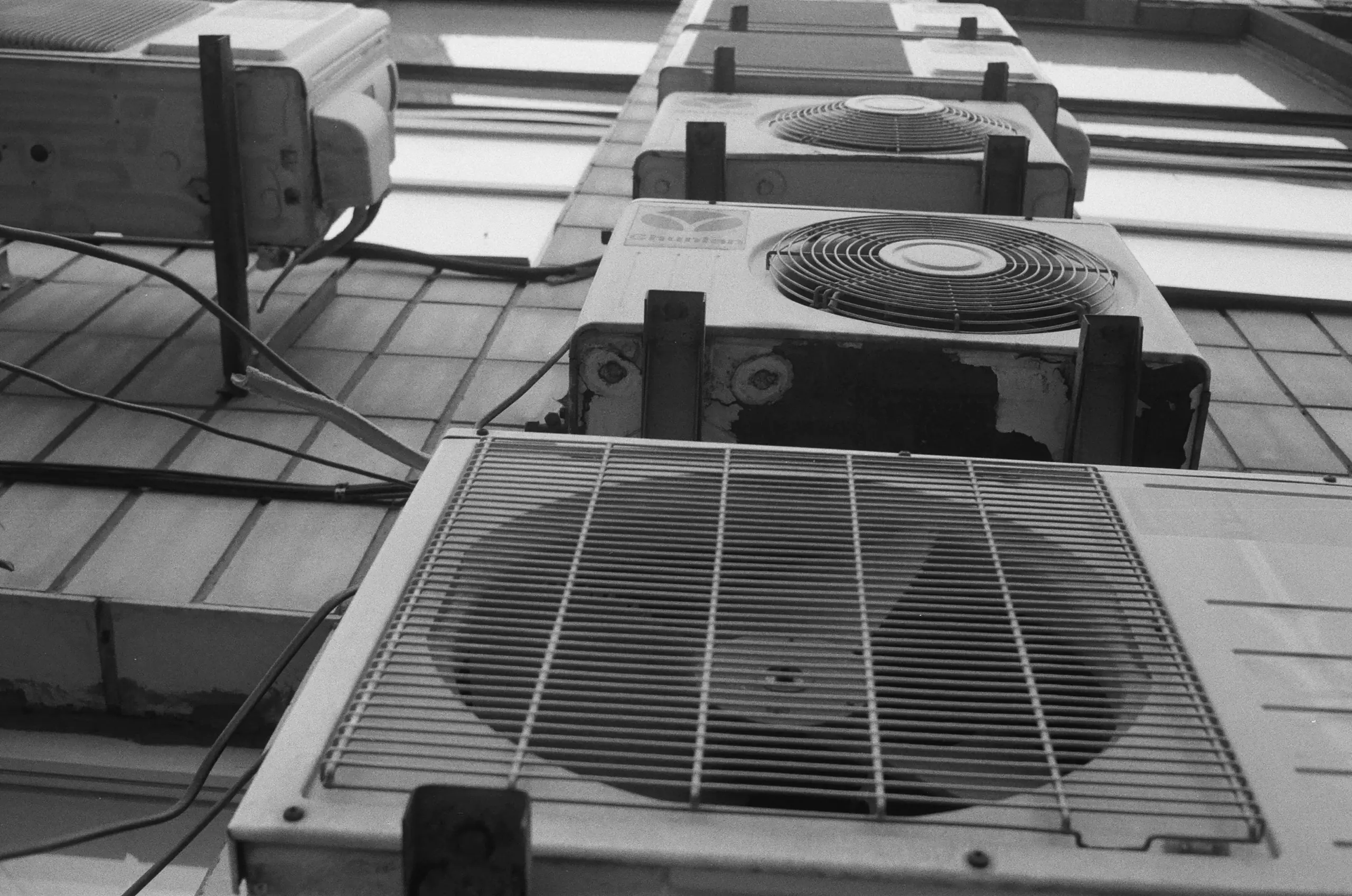 HVAC outdoor AC condenser unit background